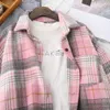 Primavera Donna Casual Plaid Manica intera Spessa Calda camicia di lana Giacca invernale Oversize Top Ragazza alla moda Autunno OutwearT0N439T 211014