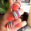 2021 mode arc-en-ciel femmes bijoux Unique demi néon émail empilable CZ éternité bague