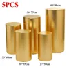 Decoração de festa 5 pcs produtos de ouro redondo cilindro capa pedestal exibição arte decoração plinths pilares para decorações de casamento diy ho276c