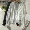 Ezgaga, blusas sexis para mujer, con cordones, cuello en V, camisa de manga larga abullonada, blusa de flores sólidas con un solo pecho, moda de otoño 210430