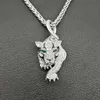 Men's Luxury Necklace, Inlaid with Austrian Rhinestone Gold, Tiger Animal Pendant, Party Jewelry