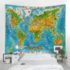 Nordic Style Animal World Map Tapestry Muur Opknoping Polyster Strand Handdoek Polyester Dunne Deken Yoga Sjaal Mat 210609