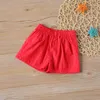 2-6T Vestiti estivi per bambini Ragazze Bow Color Polka Dot Cherry Top + Pantaloncini 2 pezzi Set di abbigliamento 210528