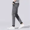 Vintage designer de moda homens jeans magro fit retro cinza elástico algodão casual estilo coreano tamanho grande estiramento calças jeans