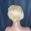 613 Blond Lace Short Pixie Cut Wig Perruques de cheveux humains Body Wave Bob Perruques T Part perruque pour les femmes noires