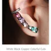 White Black Copper Colorful Cubic Zirconia Clip Earrings Fashion Jewelry Earring Female Wedding Party Gift For Women's jewelry