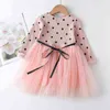 Bear Leader Girls Princess Patchwork Dress Fashion Party Costumes Kids Bowtie Casual Outfits Baby Lovely Passits för 2 7y 211231