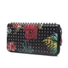 Style Red Bottom Wallets Panelled Spiked Clutch Women Patent Real Leather Mixed Color Rivets bag Clutches Lady Long Purses with Sp200z