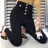 Slim Women Skinny Pencil Jeans Button Plus Size S-3XL Mom Denim Pants Fashion Vintage Stretch Pants Black Casual Leggings 211104