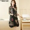 summer dress for women es cardigan women's vintage printed maxi party long chiffon bodycon female plus size 210608