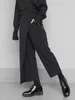 [EAM] High Elastic Waist Black Brief Pleated Long Trousers Loose Fit Pant Fashion Spring Autumn 1S430 211124