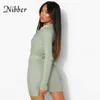 Nibber Summer Nouvelle robe à manches longues de couleur pure Col en V profond Slim Sexy Casual pour les femmes de bureau Vêtements de transport quotidiens 2021 Y0823