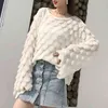 Höstkvinnor Hollow Out Casual Loose Stick Sweater Kvinna Rosa Tunna Flare Sleeve Top High Street Pullover Toppar Streetwear 210520