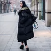 Chic Düğmesi Zip Katı Renk Kış Coat Kadınlar Gevşek Kapşonlu Parkas Moda Basit Sahte Cepler Femme Pamuk 210422