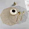 Mats & Pads 1PC PVC Placemats Cutout Hangable Mat Octagonal Hollow Non Slip Dining Table Home Decoration Gold Placemat