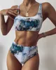 Sexy Bandeau Bikinis V Neck Swimsuits Push Up Swimwear Kobiet Brazylijski Set Garnitury kąpielowe Biquini 3418 210625