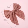 Flickor Broder Lace Large Hair Bow With Clips Hårstolpor Tillbehör Nylon Hårband för barn Barn Hairclips Toddler Barrettes Headwear