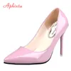 Aphixta 2021 Shoes Woman 7cm Or 10cm High Heel Pumps Red Thin Heels Women Shoes Wedding Party Leisure Nude Super Big Szie 48 K731