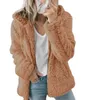 Kobiety jesień kurtka zimowa żeński płaszcz przyczynowy miękki z kapturem polar pluszowy ciepły plus rozmiar futro puszysty zamek błyskawiczny top sudadera 211110