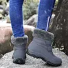 Dokuz O'clock Kış Kadının Şık Kar Botları Yüksek Üst Sıcak Astar Kaymaz Ayakkabı Dışında Rahat Slip-On Siyah Gri Ayakkabı Y0914