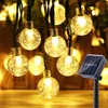 Güneş Lambaları Dize Işık LED Kristal Top Işıkları Açık Su Geçirmez 8 Modu Peri Bahçe Garland Noel Dekorasyon