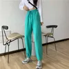 2021 Sweatpants Kvinnor Baggy Svart Grå Kvinnors Sportbyxor Kvinnors Joggar Brett Ben StreetWear High Waisted Woman Pants Q0801