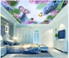 Carta da parati personalizzata 3D Zenith Mural Fashion Modern Beautiful Beautiful Flowers Farfalla Soffitto Affresco Murali Carta da parete Decorazione della casa