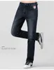 Inverno homens jeans tubarão moda casual bordado esticar perna reta solta engrossar algodão macio jeans homens 211011