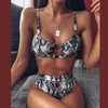 Peachtan Sexy bikini imprimé serpent ensemble 2020 nouveau maillot de bain taille haute femmes évider maillot de bain femme bikini brésilien maillot de bain Y0820