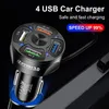 4 USB-autolader QC 3.0 PC Retardant Materiaal Stabiel Huidig ​​Uitgang LED-licht One 4in1 Auto Mobile Phones Fast Charging Adapter