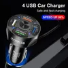 4 USB-laddare QC 3.0 pc retardant Material Stabil strömutgång LED-ljus En 4In1 Auto Mobiltelefoner Snabb laddningsadapter