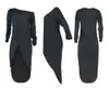 Robe de chemise longue fendue irrégulière Streetwear manches courtes Slash cou noir / blanc devant dos tee haute tenues de rue 210428