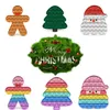 Jul Fidget Leksaker Snögubbe Gingerbread ChristmasTree Push Bubble Decompression Toy Barn Vuxen Klämma Sensory Stress Reliever Gift