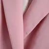 Solid Różowy Podwójny Breasted Blazer Garnitury Kobiety Moda Casual Set Dla Office Lady Elegancki Chic Outwear Suit Girl 210430
