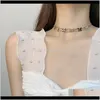 Necklaces & Pendants Jewelrykorean Fashion Pretty Double Layer Choker Necklace Beautiful Pave Butterfly Delicate 1071 Chokers Drop Delivery 2