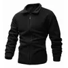 Militär reversibel fleece jackor män står krage taktiska vindtäta bombare kappor manlig solid färg dragkedja armé kamp jackor x0621