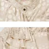 Jesień Vintage Kobiety Bluzki Ruffles Długi Rękaw White Koszula Polka Dot Cardigan Casual Blusas Mujer 11007 210512