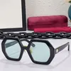 Mode-Sonnenbrille G0772S Damen klassisch großer Rahmen umgürtet übergroße Kette UV400 Strandurlaub Brille Frau Laufsteg Designer hoch q257O