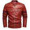 Män jacka kaffe läderjacka män motorcykeljacka mode streetwear biker coat slim passform höst vinter kappa män päls fodrad 211008