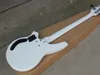 5 strängar 24 Frets Vit kropp Elektrisk basgitarr med aktiva pickup, Moon Inlay, kan anpassas