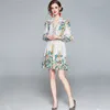 Summer Runway Designer Dresses Women's autumn long Sleeve Shirt Collar yellow Floral Printed Baroque Dress vestido streetwear 210520