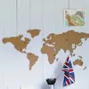 Cork Wood Phellem Wall World Map Office School Decorazione della casa Mappa Bacheca di sughero Adesivo Pin Board Mappa di legno 210705