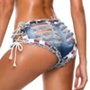 jeans femininos lace up shorts sexy sexy baixa cintura curto algodão denim angustiado para mulheres