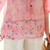 Johnature Mulheres Ramie Camiseta Impressão Vintage Blusas Floral Blusas O-Neck Meio Verão Verão Original Solta Mulheres Camisas 210521