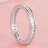 Anillos de racimo Anillo de eternidad de plata de ley 925 Corte esmeralda SONA Piedra Compromiso de las señoras Anillo de bodas Joyería 100% Garantía de calidad