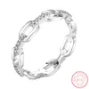 Luxury 100% 925 Sterling Silver Rings för män Kvinnor Size 4-10 Cubic Zircon Chain Personality Fashion Jewelry J-4732335