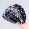 Fashion Flannel Rhinestone Imitation Pearl Flower Headband for Women Precious Head Hair Accessories