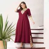 Frauen Plus Size Kleid Vintage Spitze Patchwork Split Saum Feste Halbhülse Maxi Party Prom Lange Maxi Kleider 210322