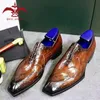 Romantic Shoes Men Oxford Derby Shoes100% Genuine Leather Father Boy Wedding Party Custom Handmade Patina Brown Dress