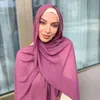 Cajas de regalo Custom Hijab Fashion Bubble Bubble Chiffon Mujeres Muslim Bufanda Shaf Wrap Solid Plain Foign Femme 6pcs / Caja 211110
